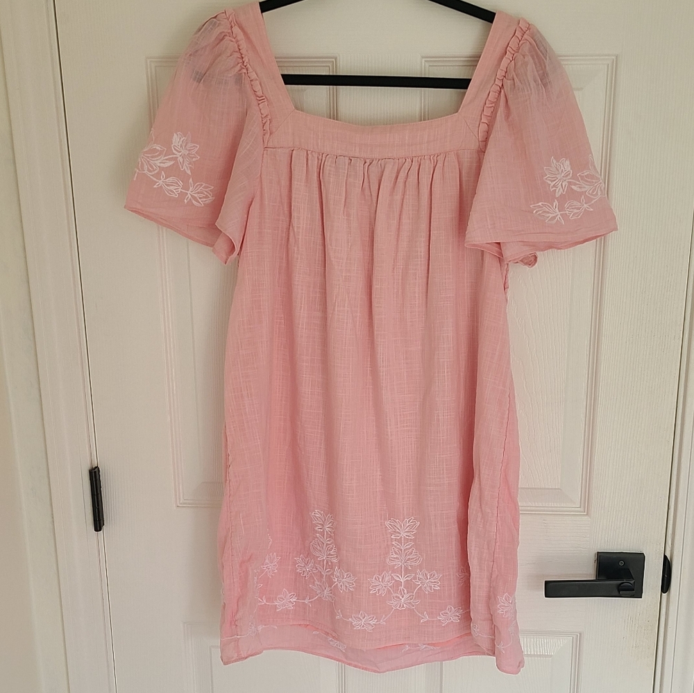 Draper james pink mini cotton floral embroidered maren shift dress - Picture 3 of 7